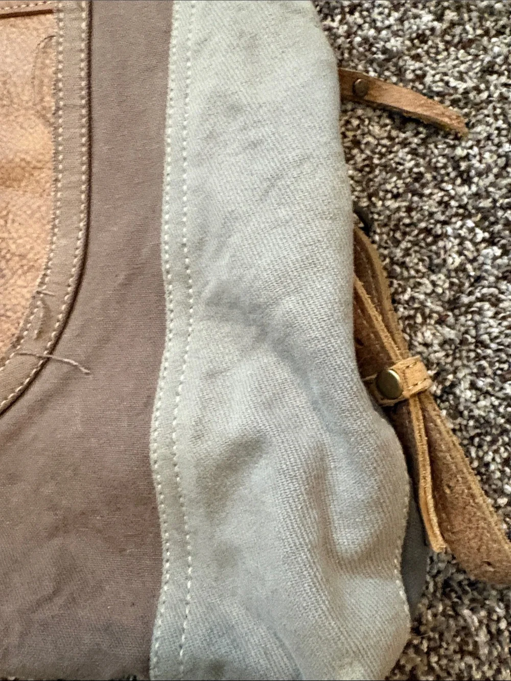 Men's Brown Patchwork Canvas & Leather Travel Bag